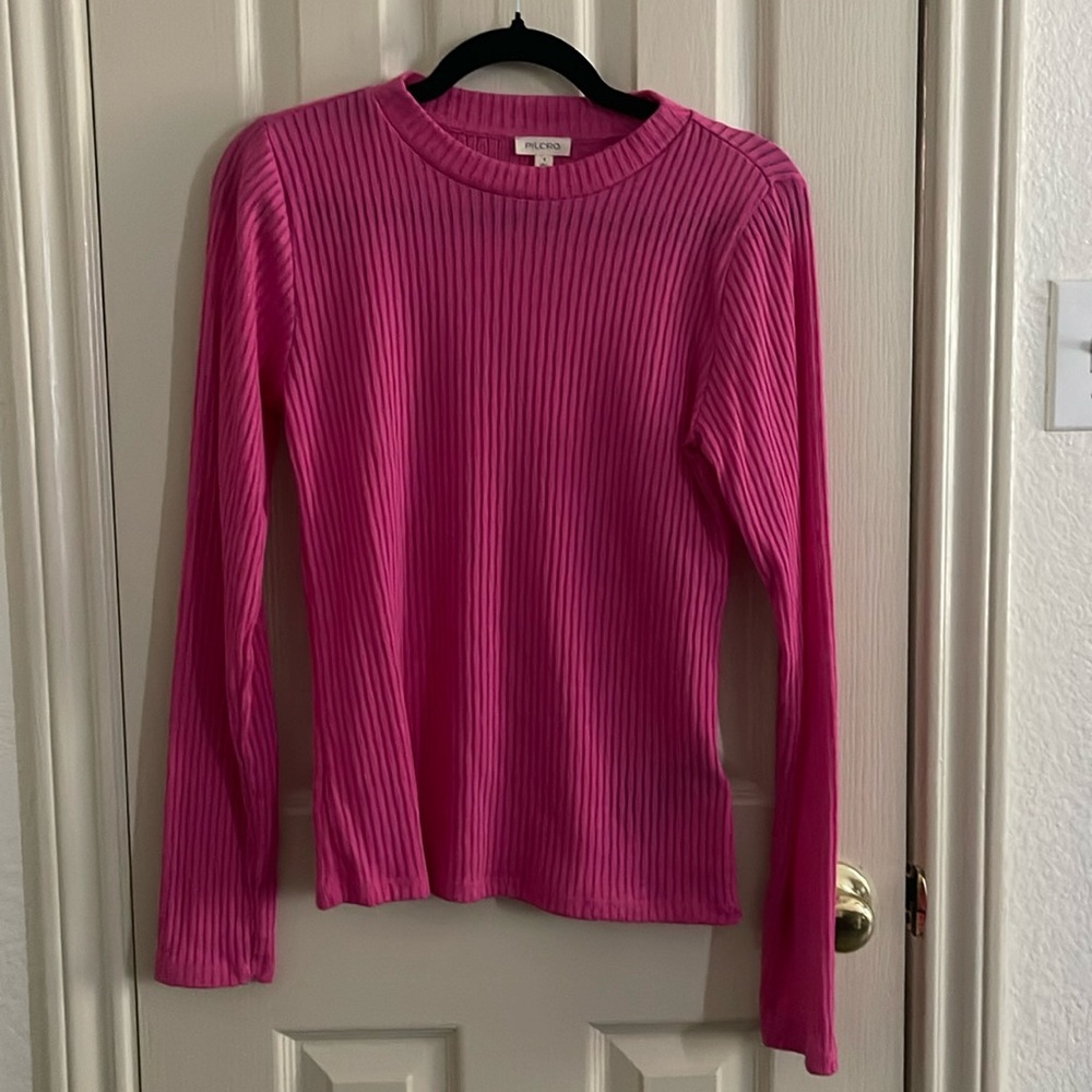 Pilcro by Anthropologie Hot Pink Ribbed Sweater Crewneck Size S